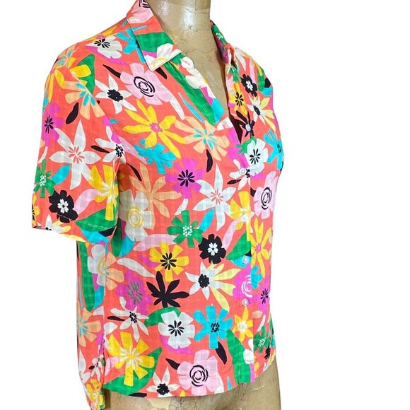 Jane + Delancey Floral Button Down Short Sleeve Shirt Sz S #141S - Picture 2 of 8